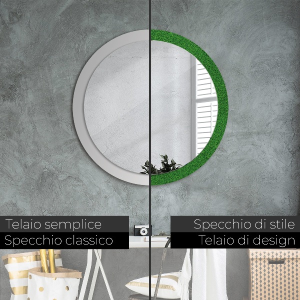 Round wall mirror design Green grass
