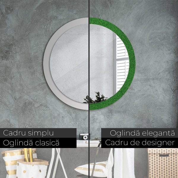 Round wall mirror design Green grass
