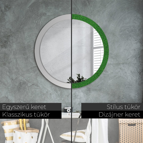 Round wall mirror design Green grass