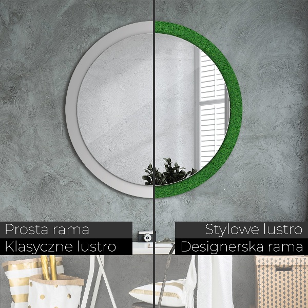 Round wall mirror design Green grass