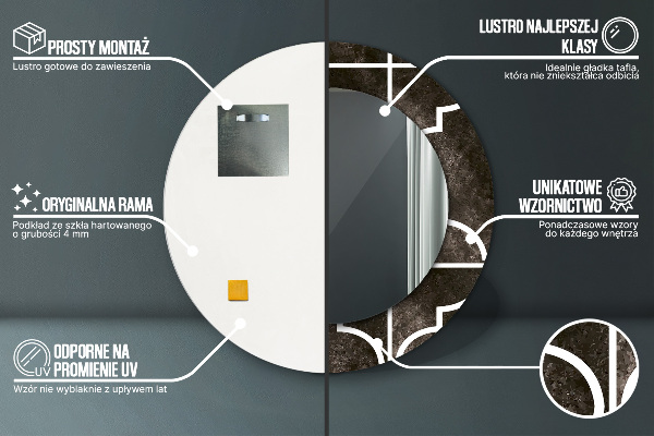 Round printed mirror Antique tiles