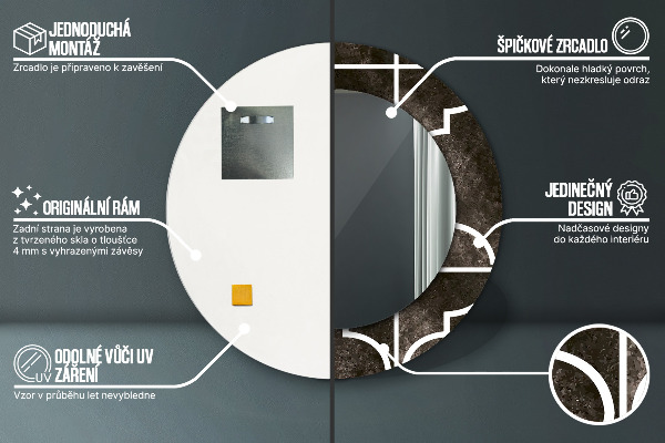 Round printed mirror Antique tiles