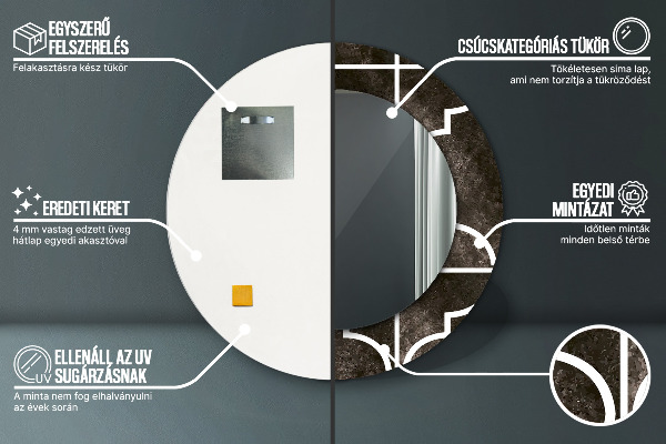 Round printed mirror Antique tiles