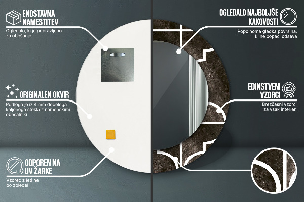 Round printed mirror Antique tiles