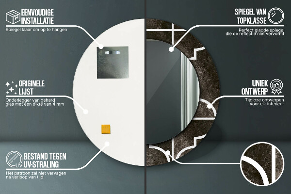 Round printed mirror Antique tiles