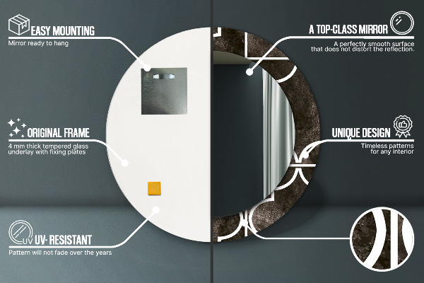 Round printed mirror Antique tiles