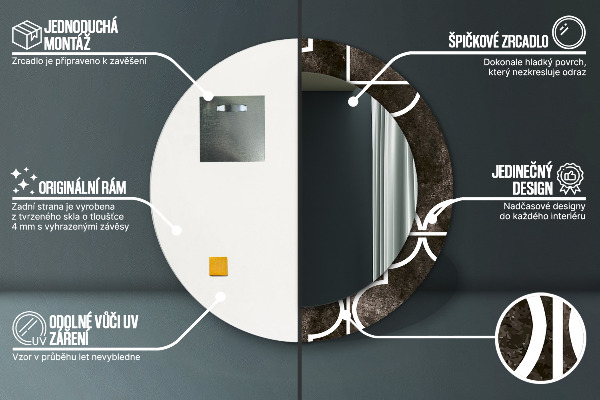 Round printed mirror Antique tiles