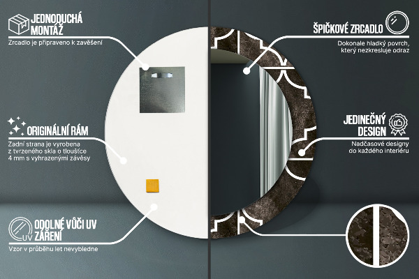 Round printed mirror Antique tiles
