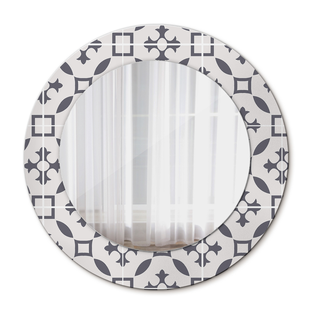 Round mirror frame with print Antique tiles