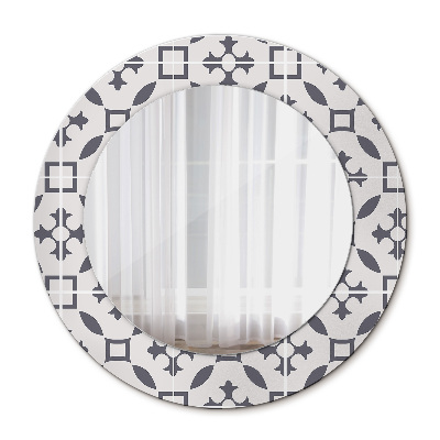 Round mirror frame with print Antique tiles