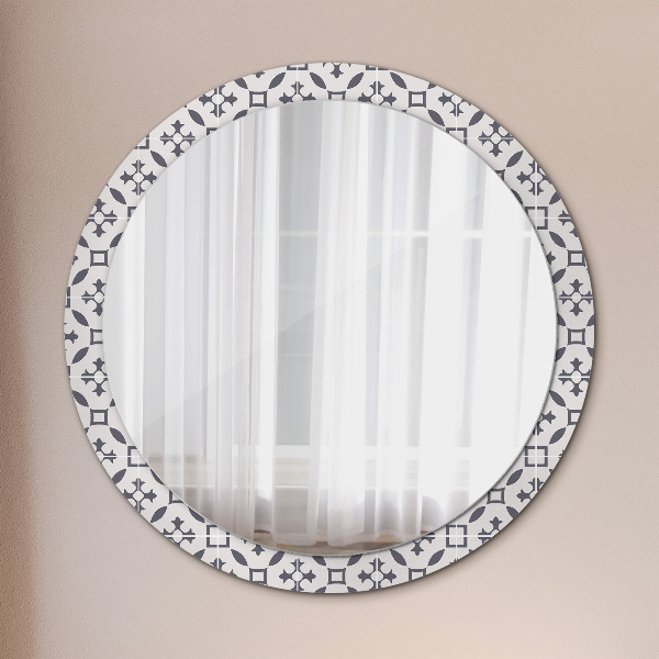 Round mirror frame with print Antique tiles