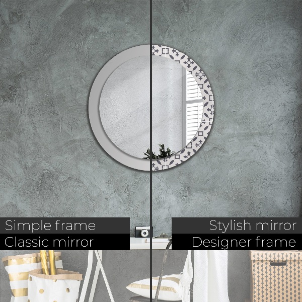 Round mirror frame with print Antique tiles