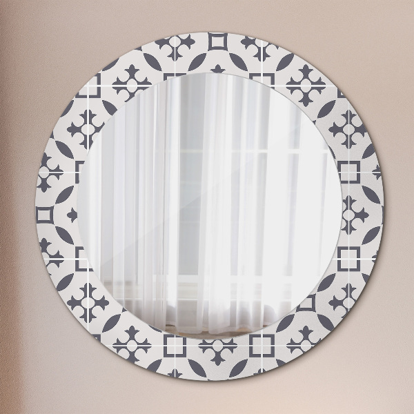 Round mirror frame with print Antique tiles