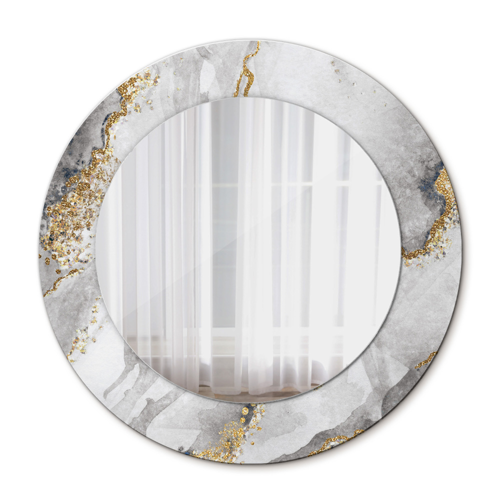 Round wall mirror decor White marble gold