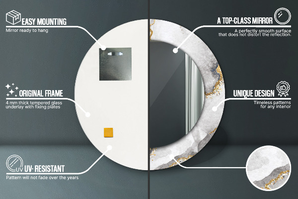 Round wall mirror decor White marble gold