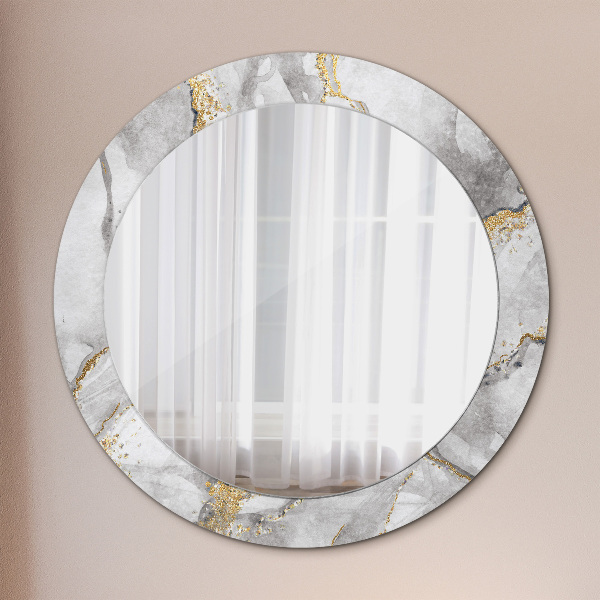 Round wall mirror decor White marble gold