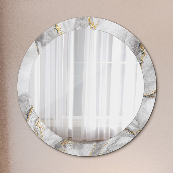 Round wall mirror decor White marble gold