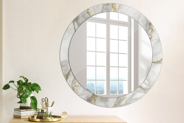 Round wall mirror decor White marble gold