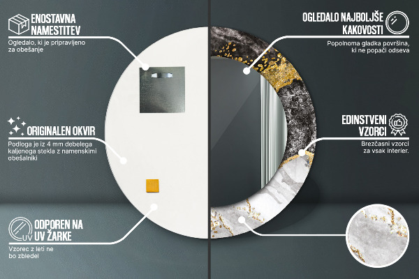 Round wall mirror decor Marble and gold