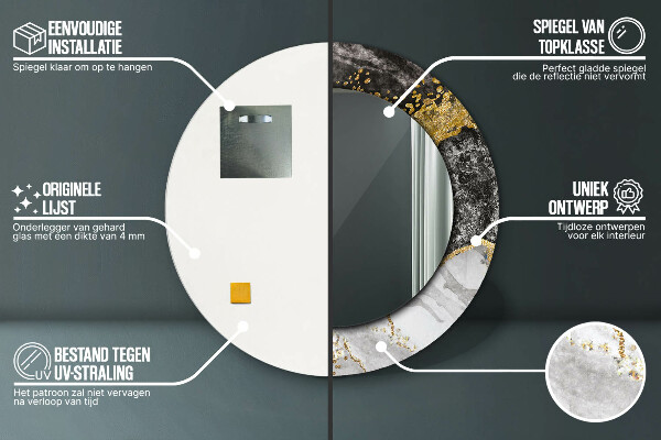 Round wall mirror decor Marble and gold