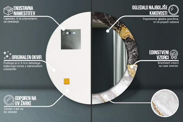 Round wall mirror decor Marble and gold