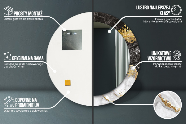 Round wall mirror decor Marble and gold