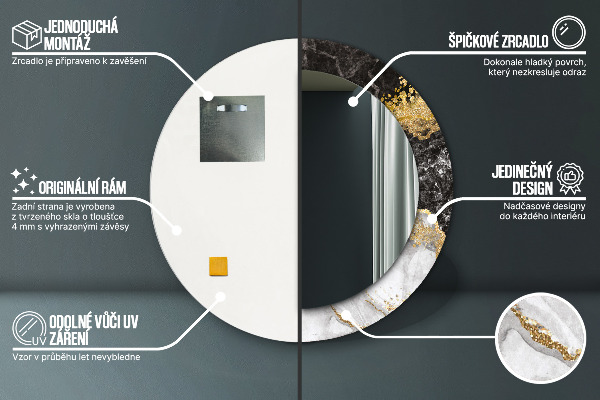 Round wall mirror decor Marble and gold