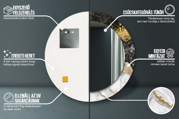 Round wall mirror decor Marble and gold