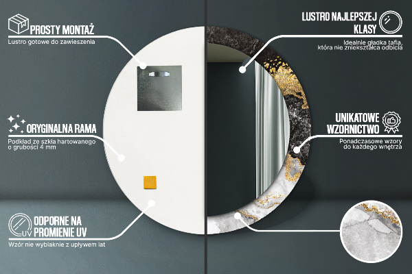 Round wall mirror decor Marble and gold