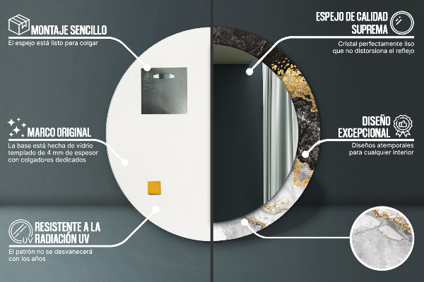 Round wall mirror decor Marble and gold