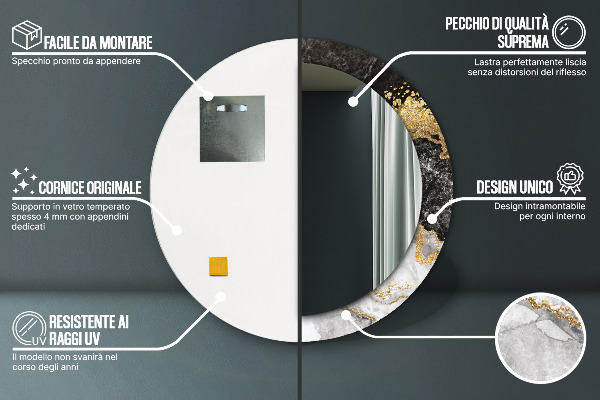 Round wall mirror decor Marble and gold