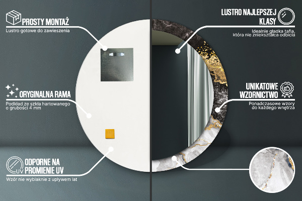 Round wall mirror decor Marble and gold