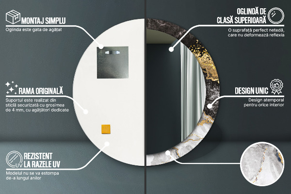 Round wall mirror decor Marble and gold