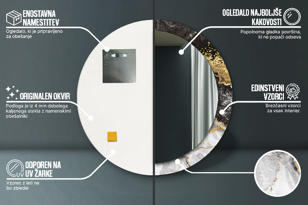 Round wall mirror decor Marble and gold