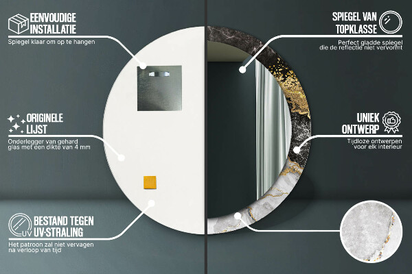 Round wall mirror decor Marble and gold