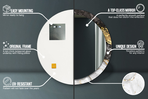 Round wall mirror decor Marble and gold