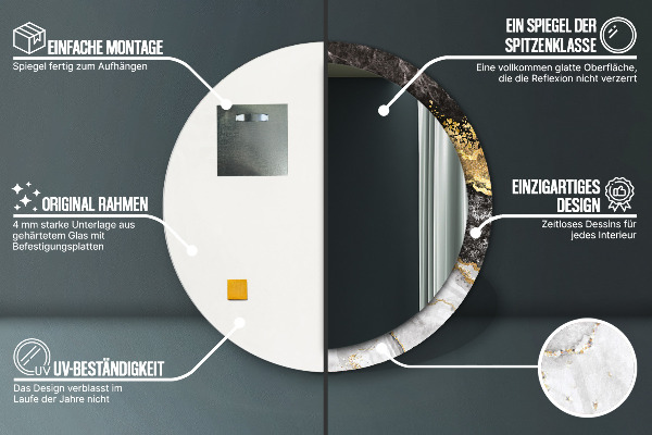 Round wall mirror decor Marble and gold