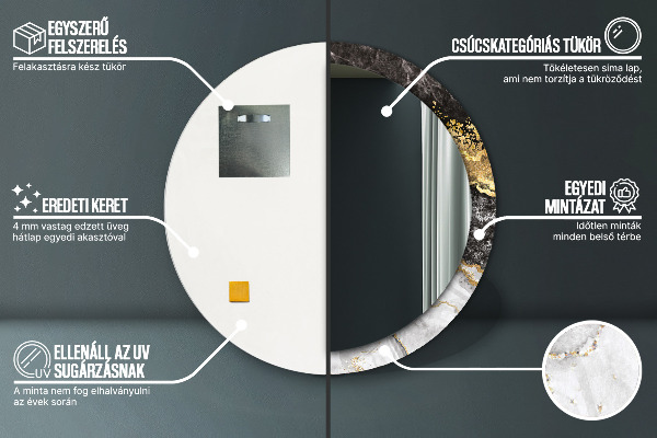 Round wall mirror decor Marble and gold