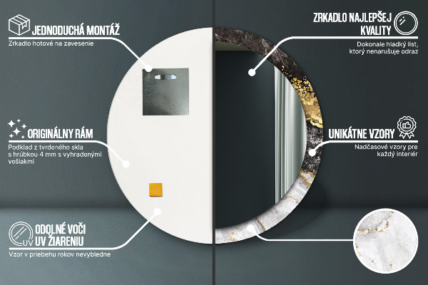 Round wall mirror decor Marble and gold