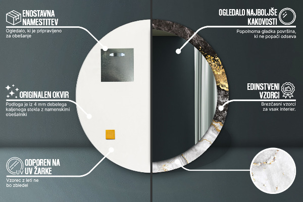 Round wall mirror decor Marble and gold