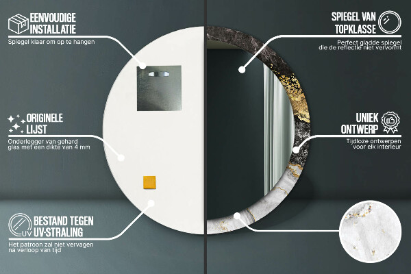 Round wall mirror decor Marble and gold