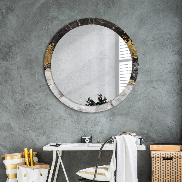 Round wall mirror decor Marble and gold