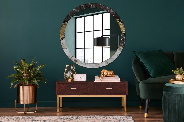 Round wall mirror decor Marble and gold