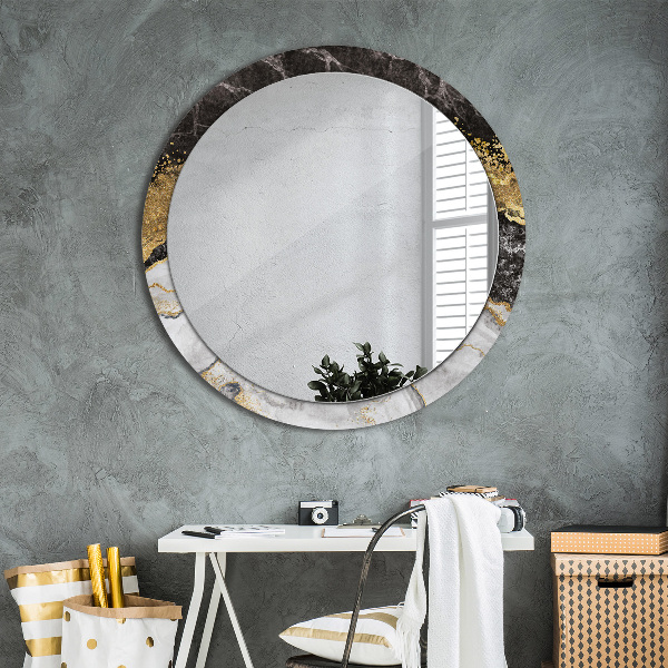 Round wall mirror decor Marble and gold
