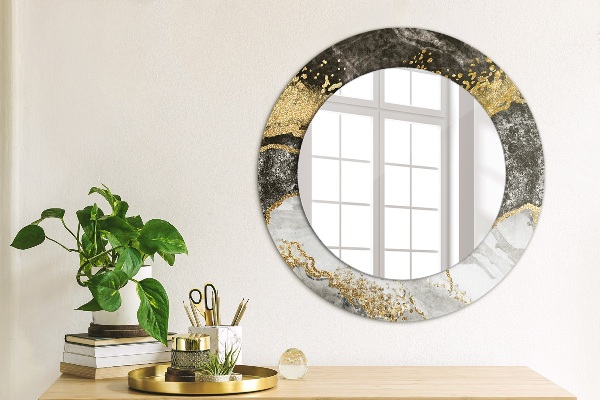 Round wall mirror decor Marble and gold
