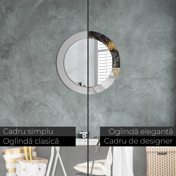 Round wall mirror decor Marble and gold