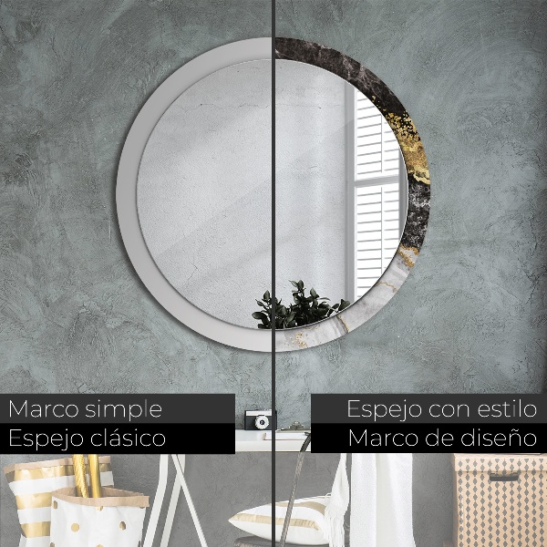 Round wall mirror decor Marble and gold