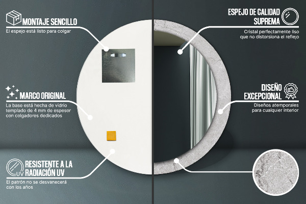 Round wall mirror decor Gray cement