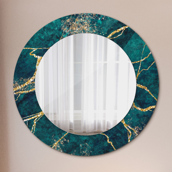 Circle decorative mirror Green malachite marble