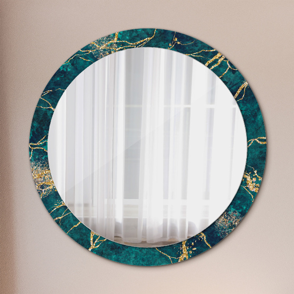 Circle decorative mirror Green malachite marble